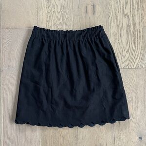 J. Crew Black Mini Skirt with Scalloped Hem